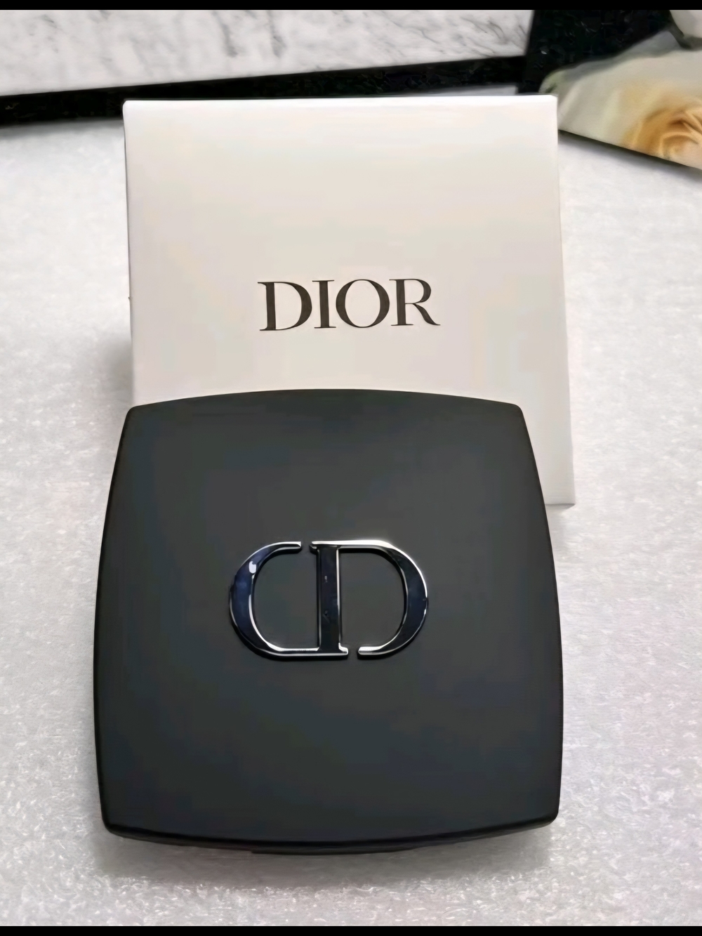 Dior Matte Black Compact  with Silver CD Logo